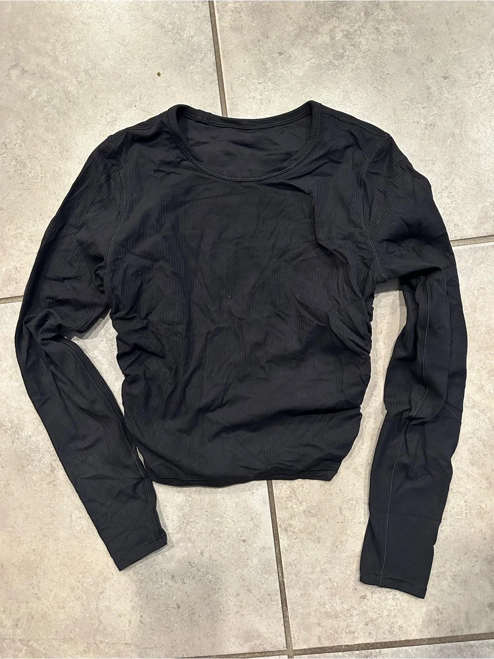 lululemon athletica Black Ribbed Long-Sleeve Crop Top